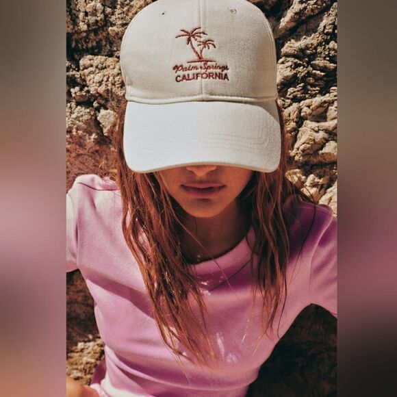 ZARA CAP EMBROIDERED TEXT TWILL CAP - Picture 1 of 5